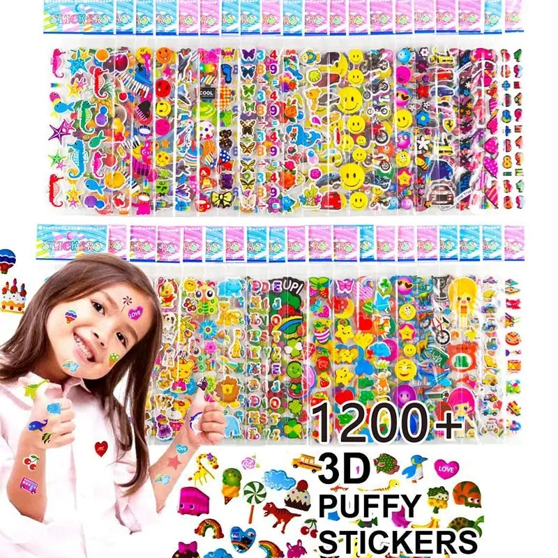 40 Mixed Packs Kids Stickers Puffy