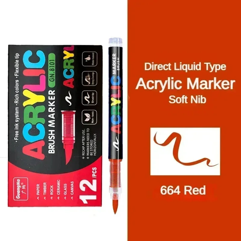 360/12 Colors Acrylic Paint Pens Markers Brush Tip