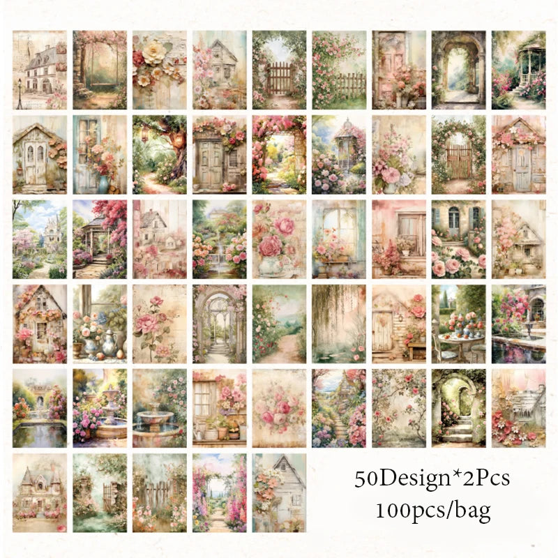 4 styles 100pcs/pack garden whisper series material book