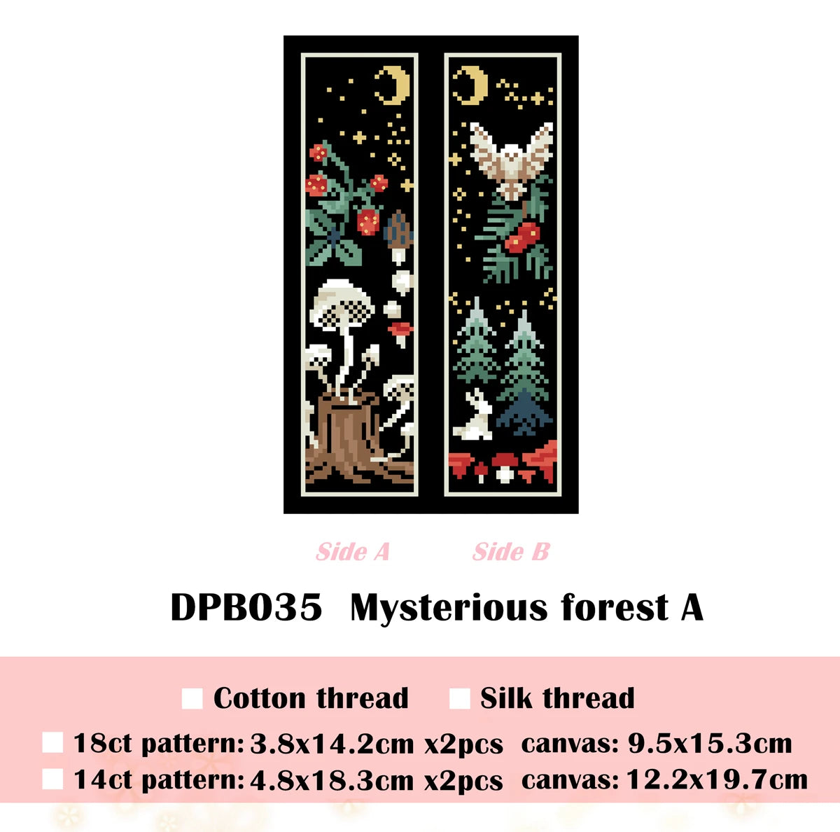 Mysterious forest patterns cross stitch kit