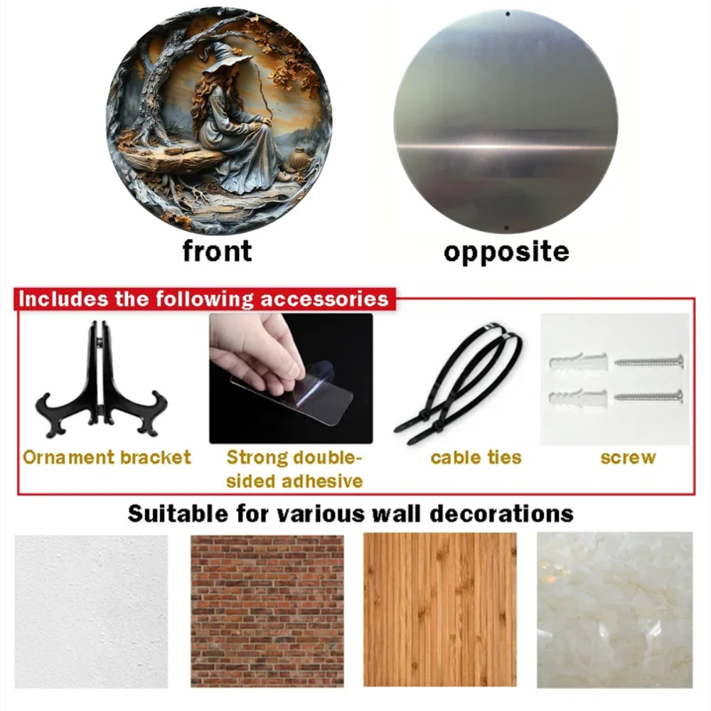 Vintage Witch Broom Theme Wreath Sign