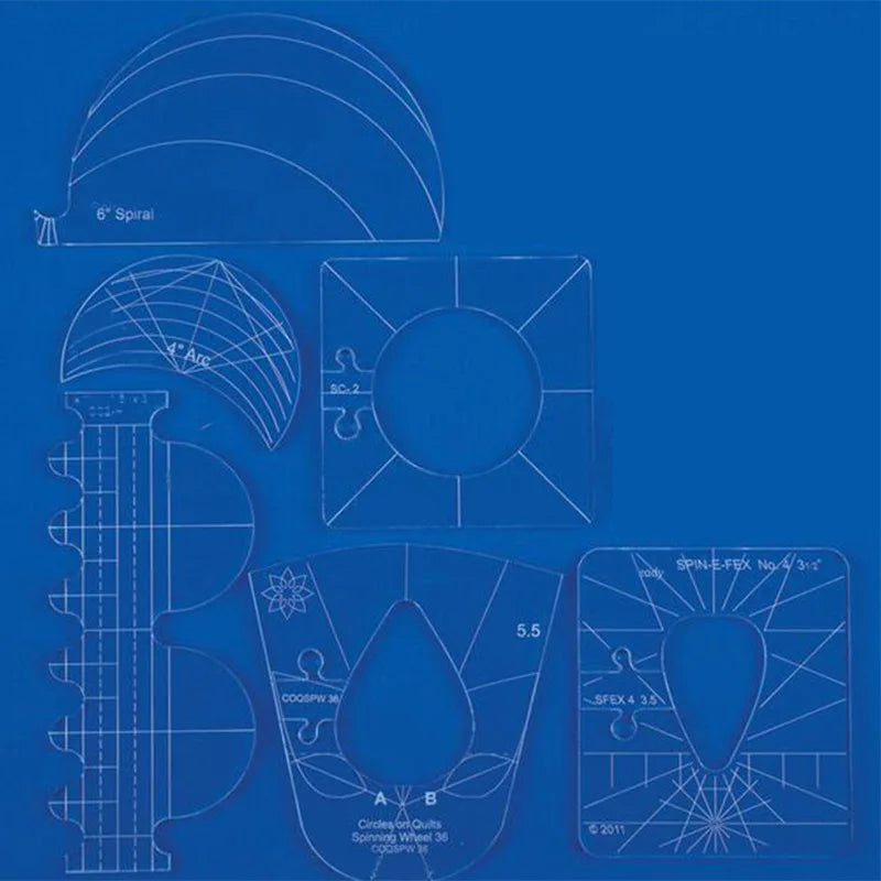 6pcs Multifunctional Patchwork Quilting Ruler Templates Set