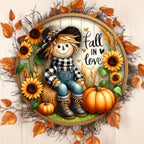 Charming Scarecrow and Fall Harvest Wood Sign - 7.9"X7.9"