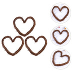 3 Pcs Heart Shaped Wreath Set Rattan