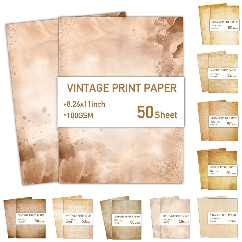 50 Sheets Vintage Stationery Scrapbook Paper