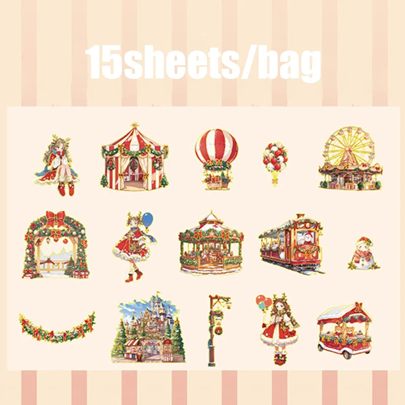 Mr. Paper 15pcs/bag Cute Christmas Series Large Sticker Pack