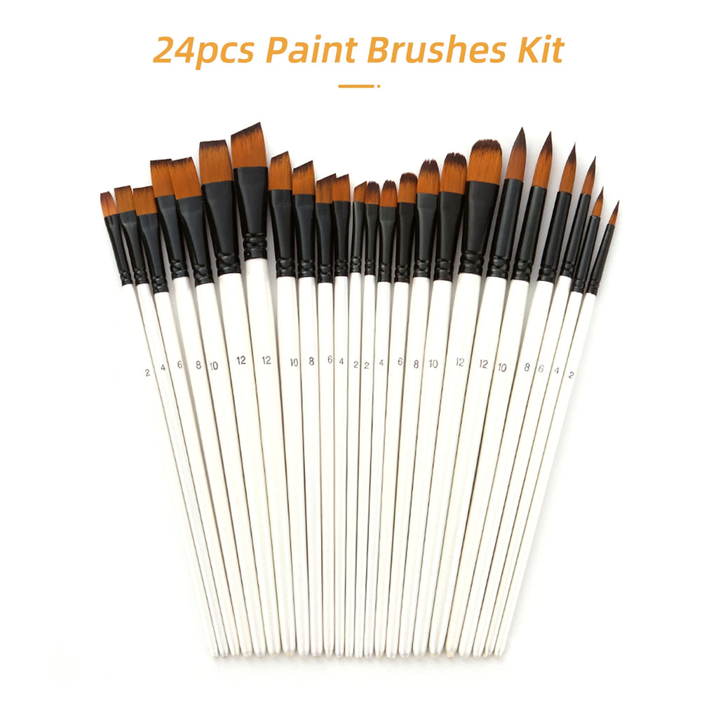 24pcs Draw Paint Brushes Set Kit