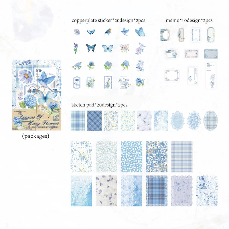 100pcs/set Mixed Material Pack Flower Lace Handbook