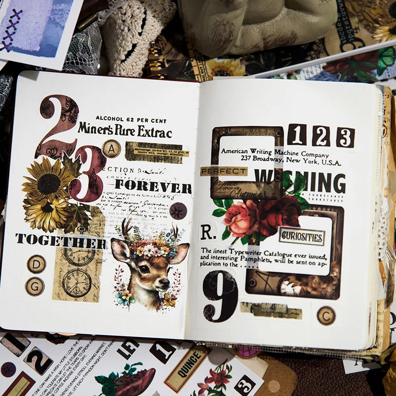 50 Stickers Vintage Antique Labels