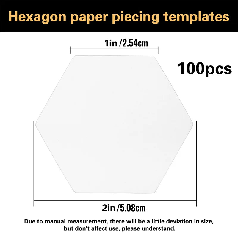100/200/300 Count Paper Piecing Shapes Hexagon Paper Piecing Templates