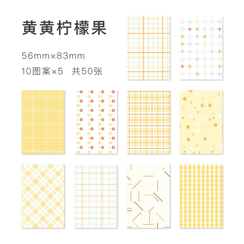 50pcs Kawaii Ins Memo Material Grid Texture Craft Paper