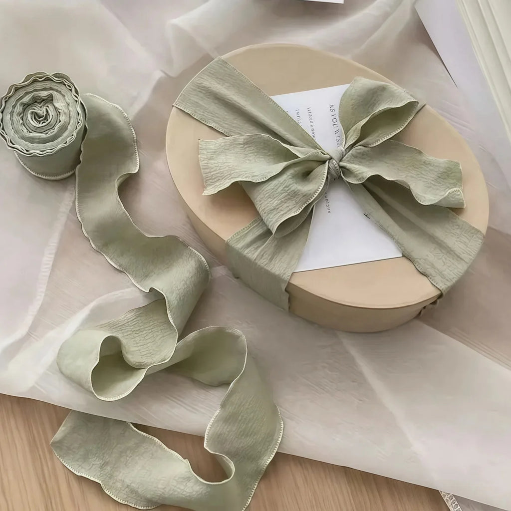 10Yards/Roll Pleated Chiffon Ribbon Wavy Edged