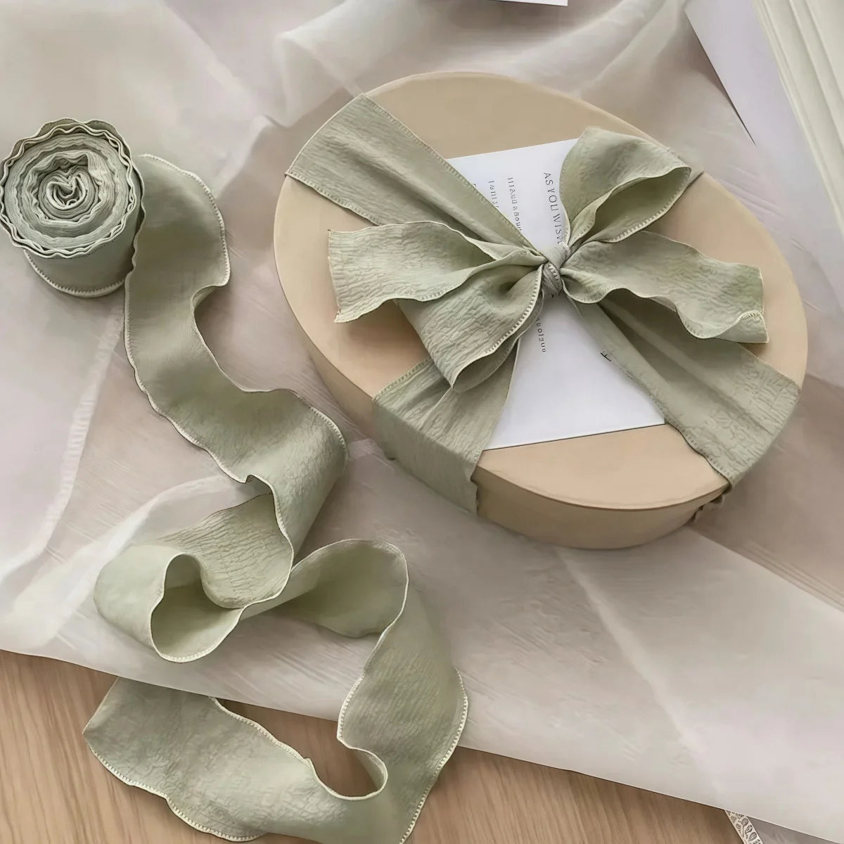 10Yards/Roll Pleated Chiffon Ribbon Wavy Edged