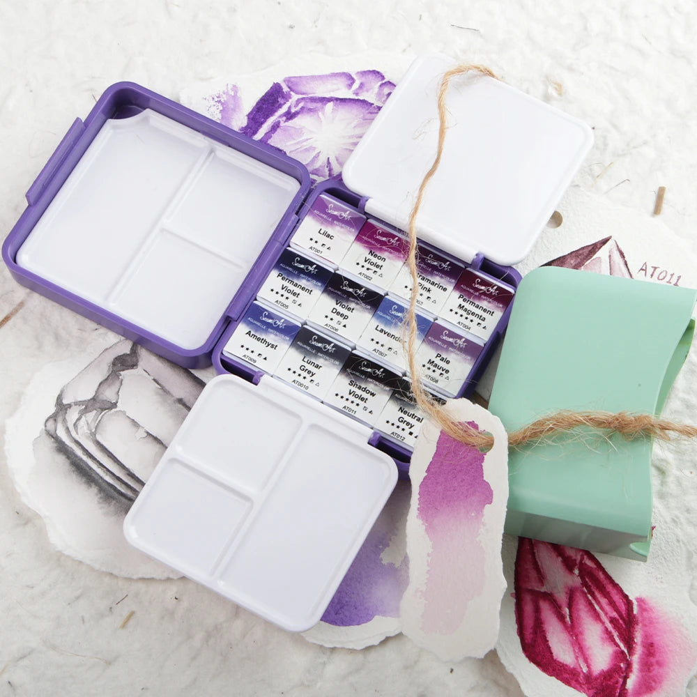 SeamiArt 12color Amethyst Professional Solid Watercolor Set