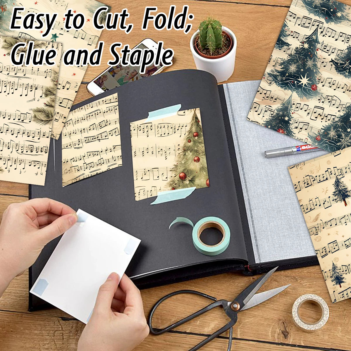 12pcs Vintage Christmas Scrapbook Paper