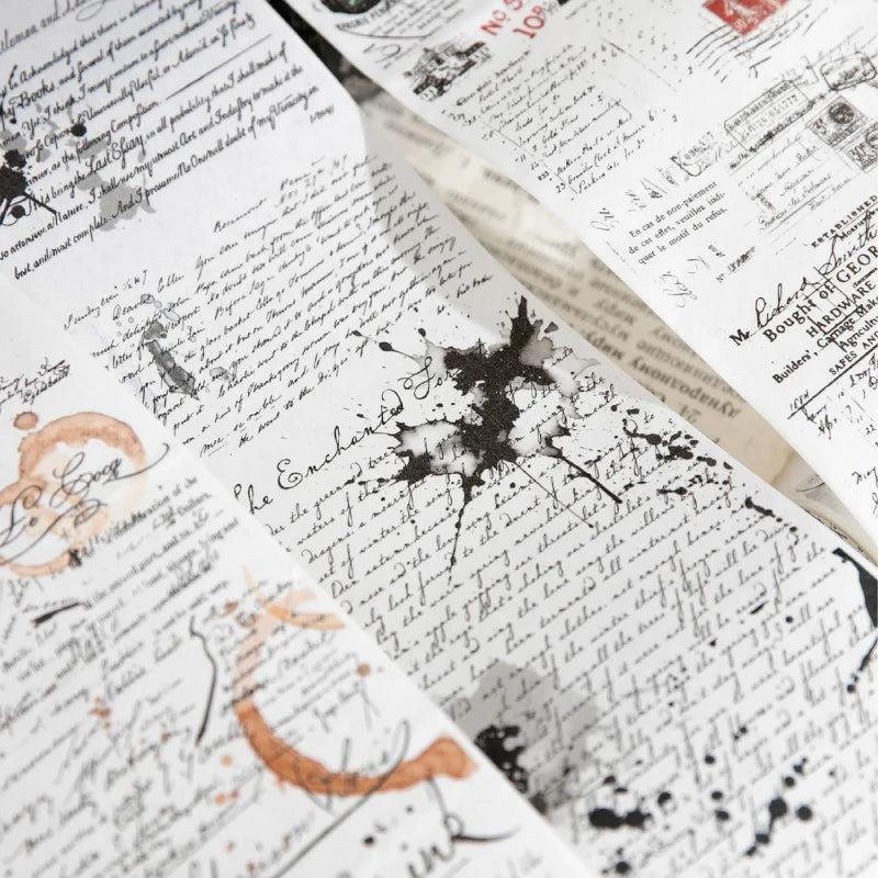 70mm * 200cm/roll retro style text manuscript theme Washi tape