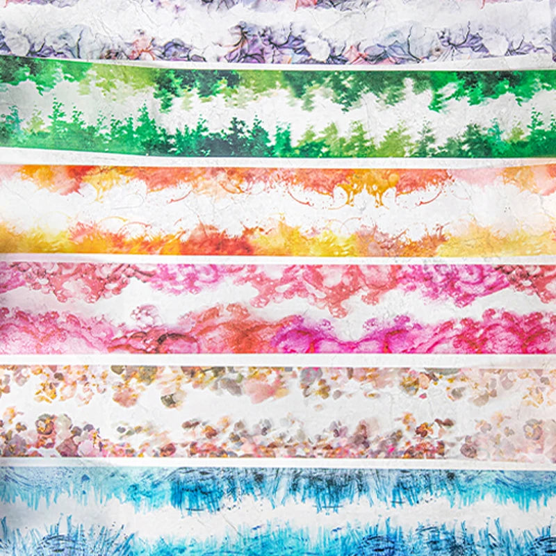 Mr Paper 3rolls Watercolour Patterns Series Seamless Aquascape Tape