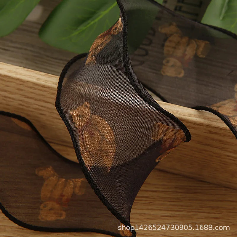 Bear Silk Satin Ribbons Wavy Edge Ribbon