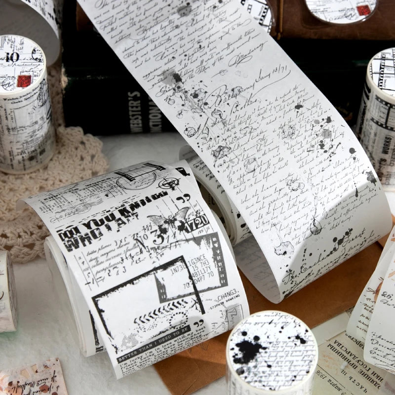 70mm * 200cm/roll retro style text manuscript theme Washi tape