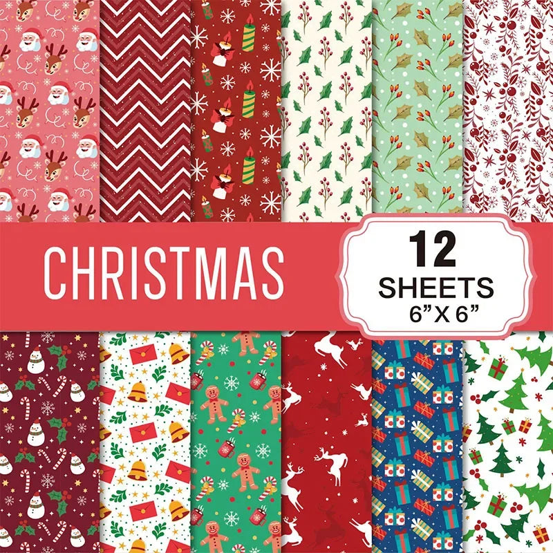 12Pcs/Set Merry Christmas Paper Scrapbook