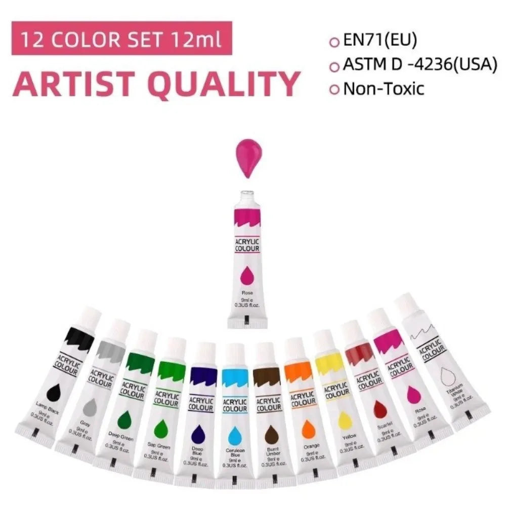 12 Color Acrylic Paint Set