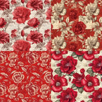 24 sheets 6"X6" Red Style Floral Scrapbook paper
