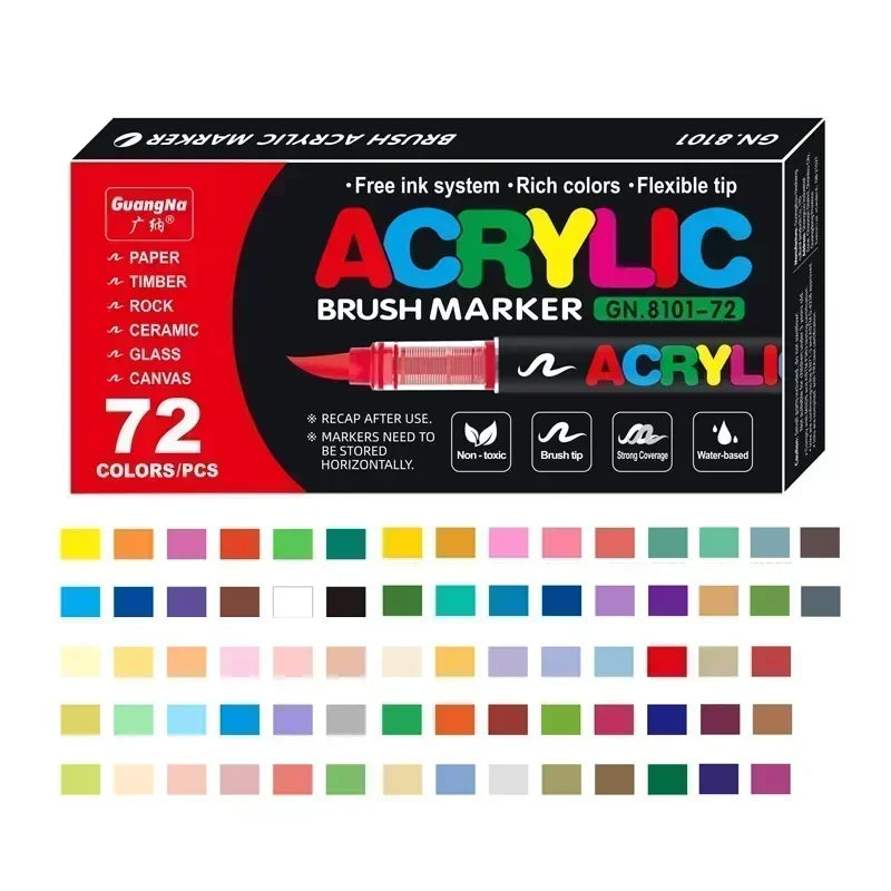 360/12 Colors Acrylic Paint Pens Markers Brush Tip