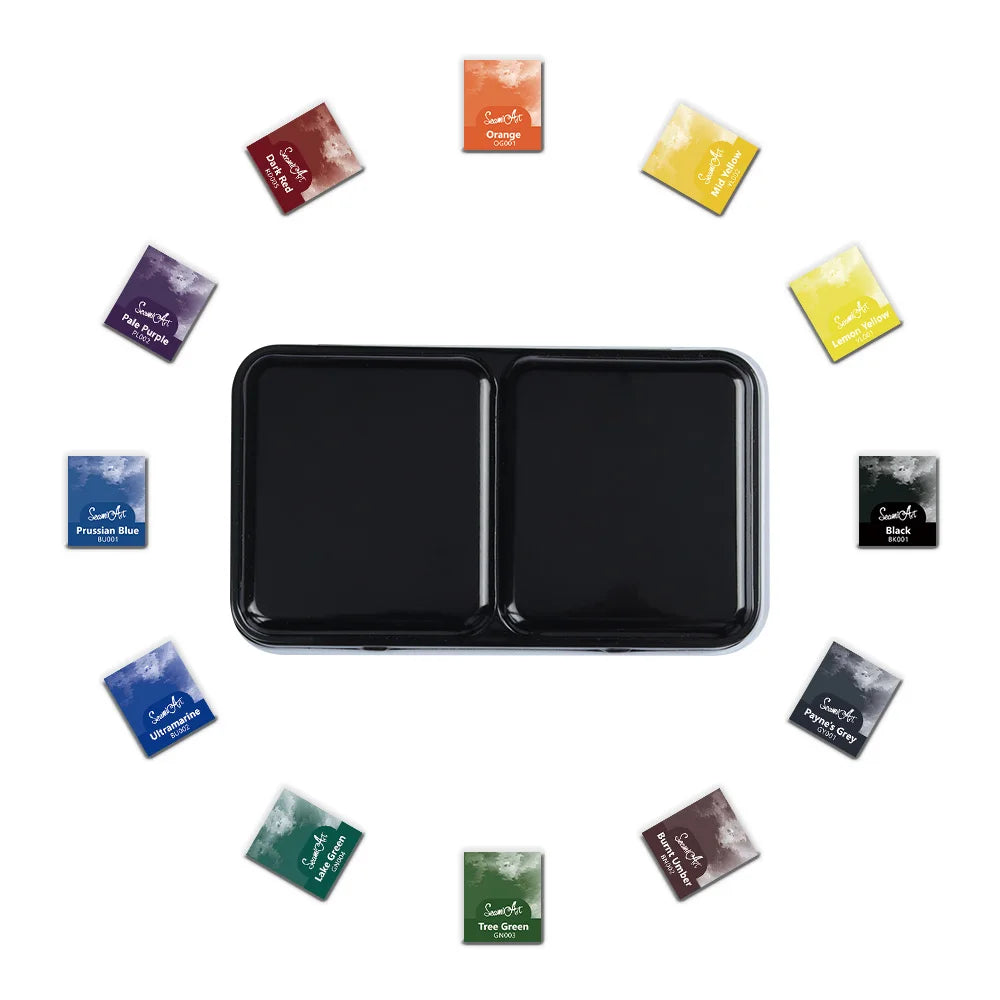 SeamiArt 12Color Artist Grade Professional Watercolors Paint Set