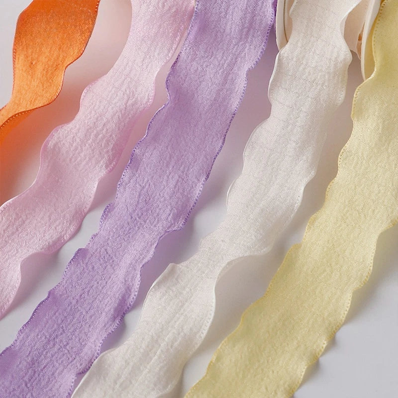 10Yards/Roll Pleated Chiffon Ribbon Wavy Edged