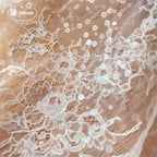 Sparkling Sequins Embroidered on Woven Thin Lace Fabric