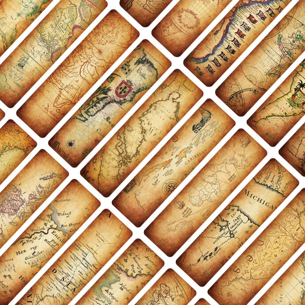 30pcs Kraft Paper Retro Map Reading Cardstock 4x15cm