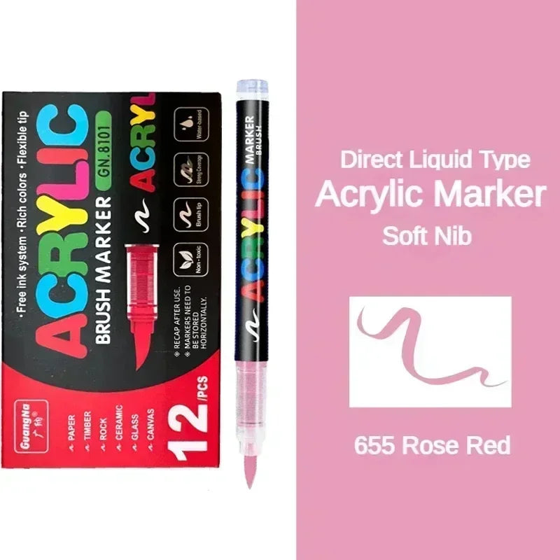 360/12 Colors Acrylic Paint Pens Markers Brush Tip