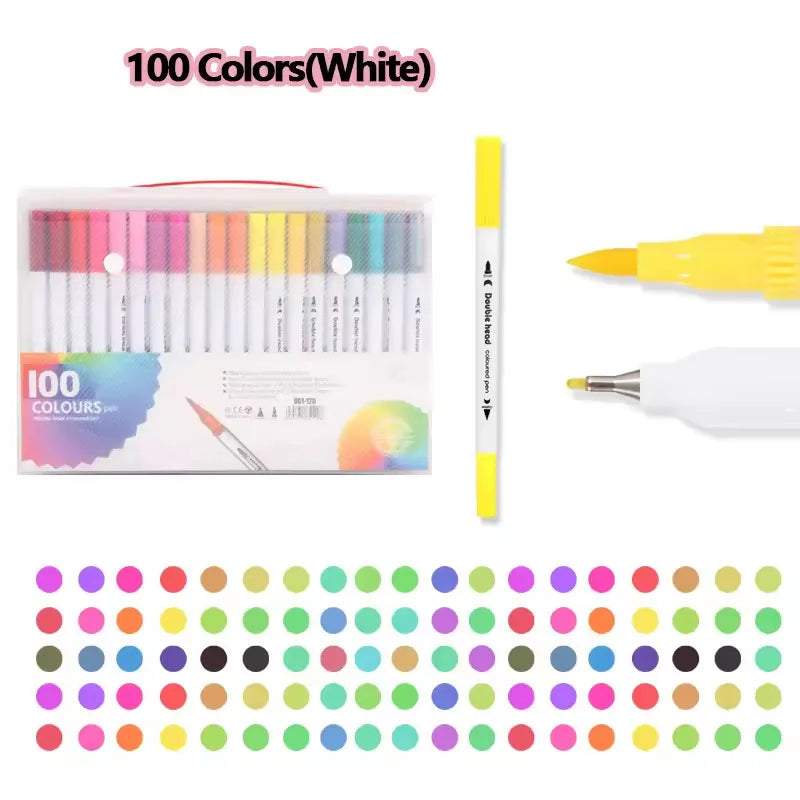 Dual Tip Art Markers Set-12 to 120 Color Options, Water-Based Drawing Brush Pens