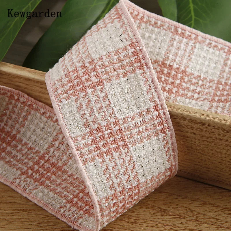 Plaid Linen Cotton Knitting Ribbons