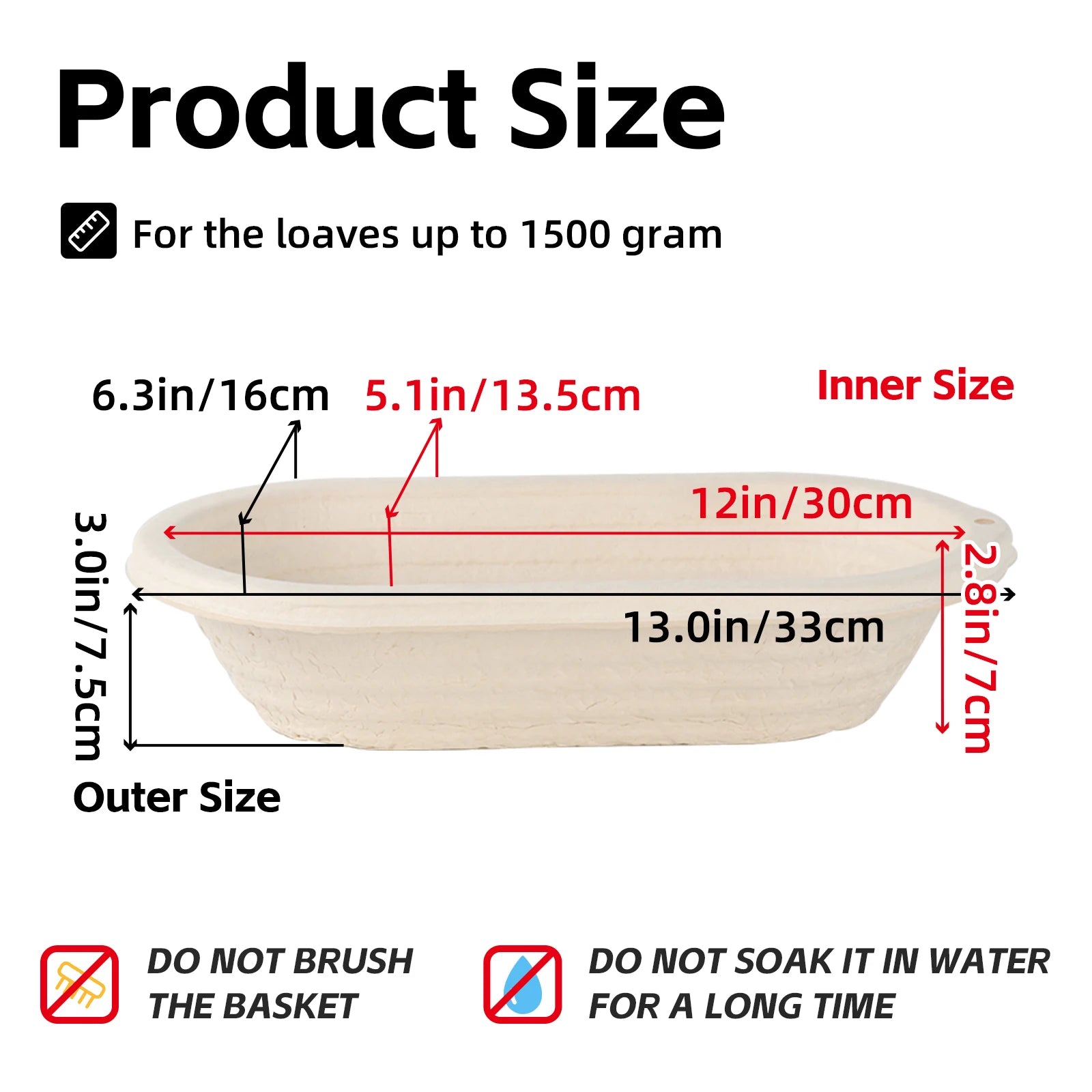 2x 12 inch Oval Pulp Bread Proofing Basket