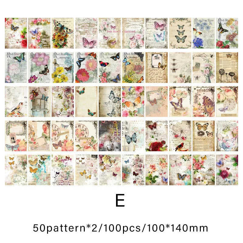 100pcs/pack Vintage Scrapbook Paper