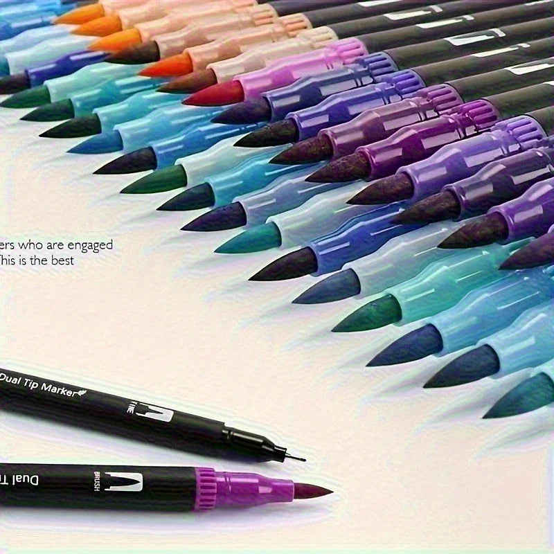 Vibrant Double-Ended Watercolor Markers – Art Set