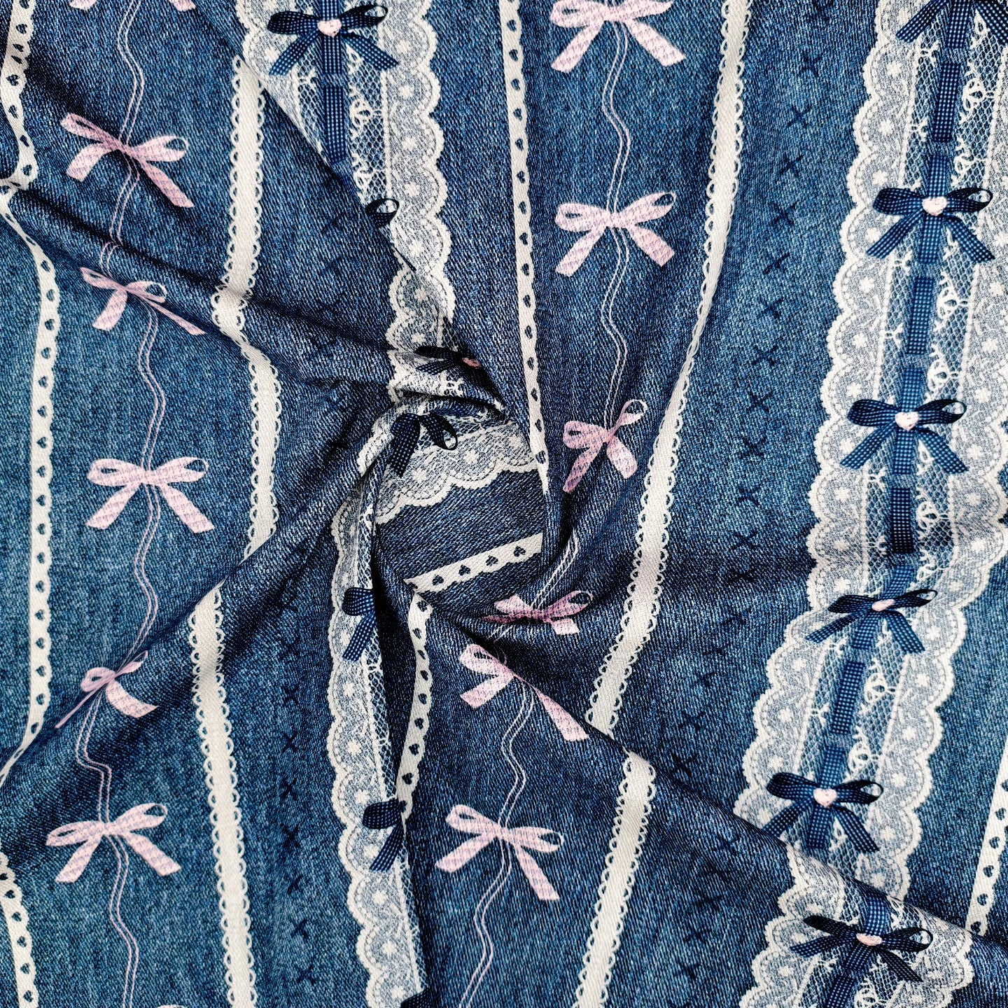Denim Bow Cotton Canvas Fabric