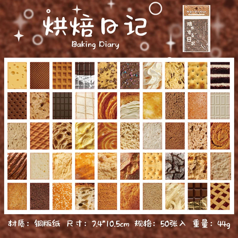 50sheets Memo Material Retro Food Pattern Craft Paper