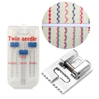 3Pcs/Set Double Needles Size 2/3/4mm And Wrinkled 9 Grooves Sewing Presser Foot