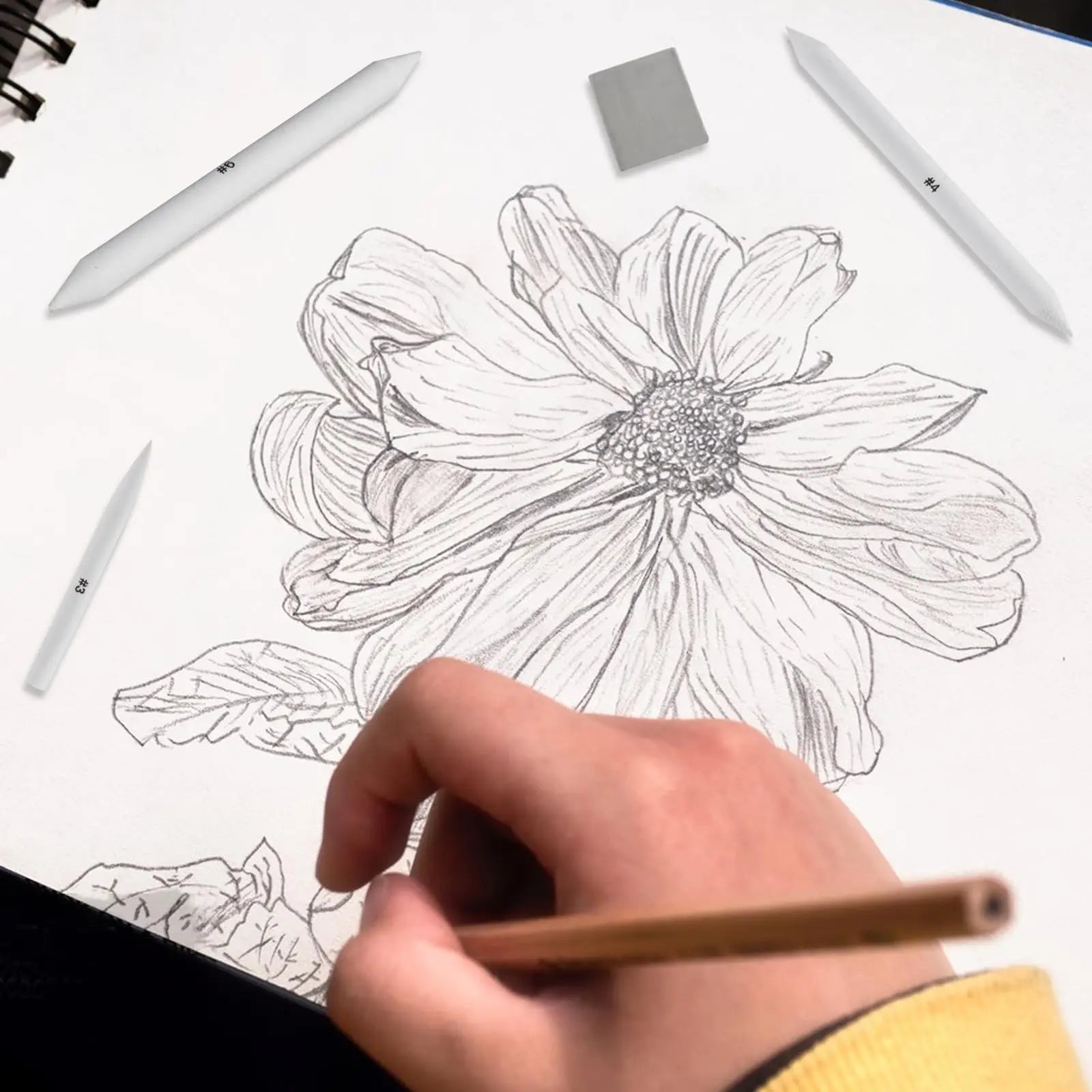 40pc Art Blending Set - 15 Stumps, Tortillions, Erasers & Wipers for Drawing