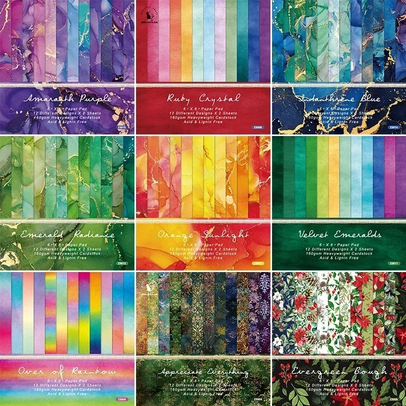 24 Sheets Colorful Style Floral Scrapbook Background Paper