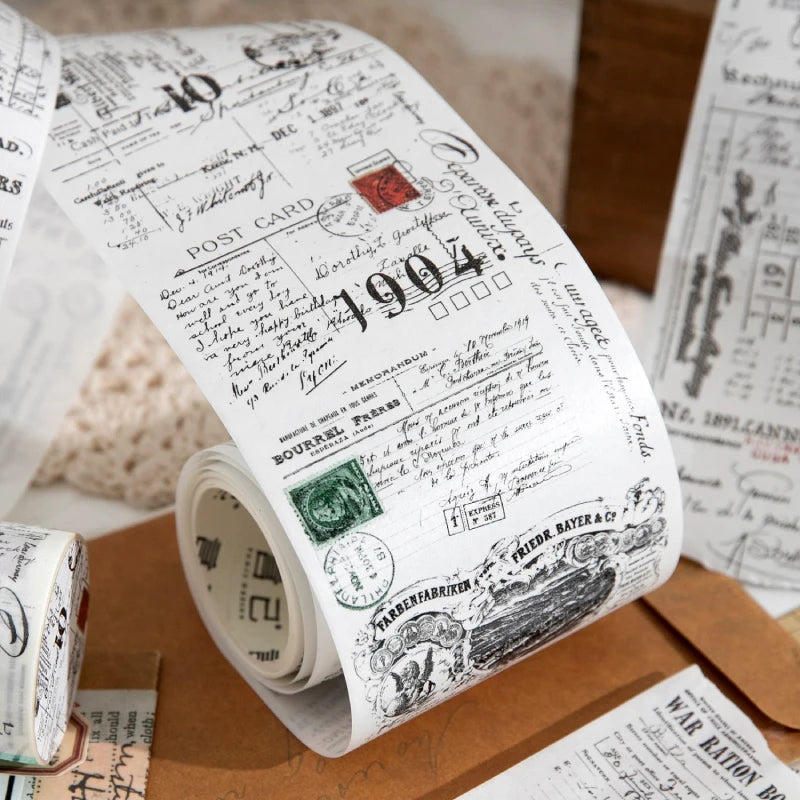 70mm * 200cm/roll retro style text manuscript theme Washi tape