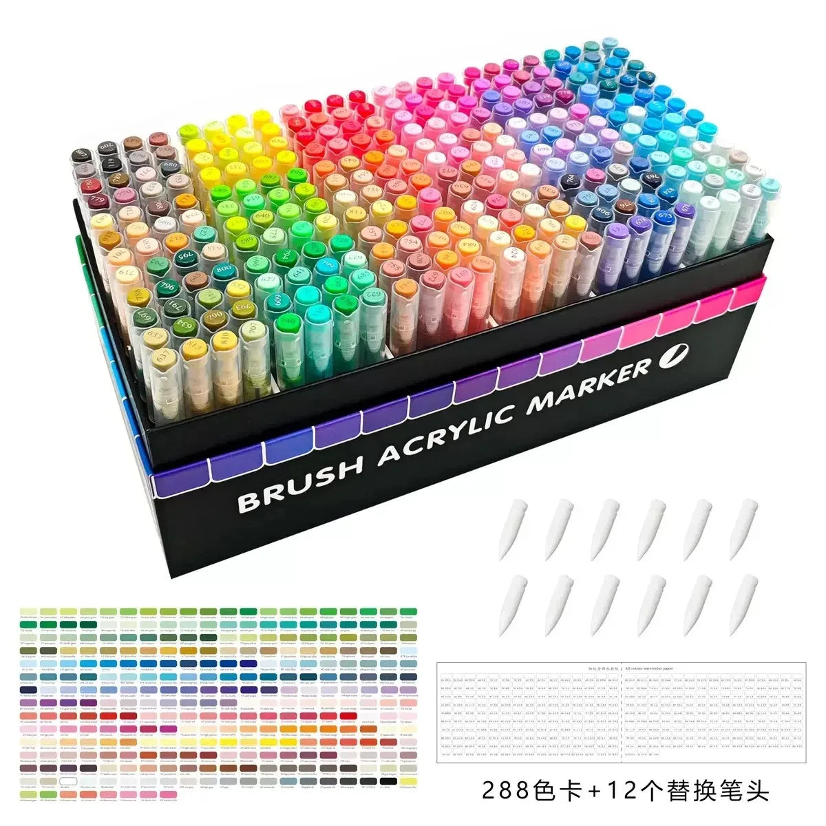 360/12 Colors Acrylic Paint Pens Markers Brush Tip