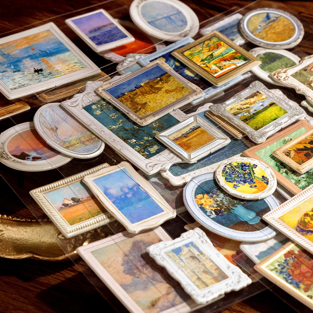 6 style 2pcs 3D retro European style art series precision Die-cutting stickers