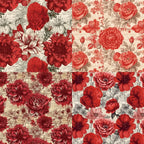 24 sheets 6"X6" Red Style Floral Scrapbook paper
