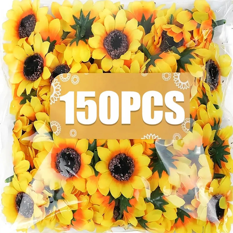 30-150Pcs Sunflower Artificial Flower Heads