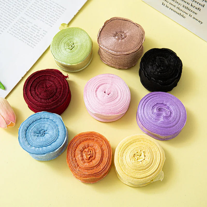 10Yards/Roll Pleated Chiffon Ribbon Wavy Edged