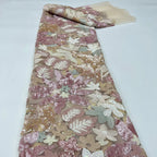 1 Yards 3D Embroidery Mesh Flower Sequin Fabric