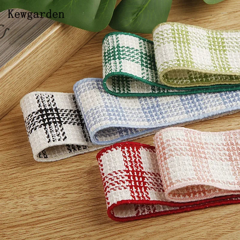 Plaid Linen Cotton Knitting Ribbons